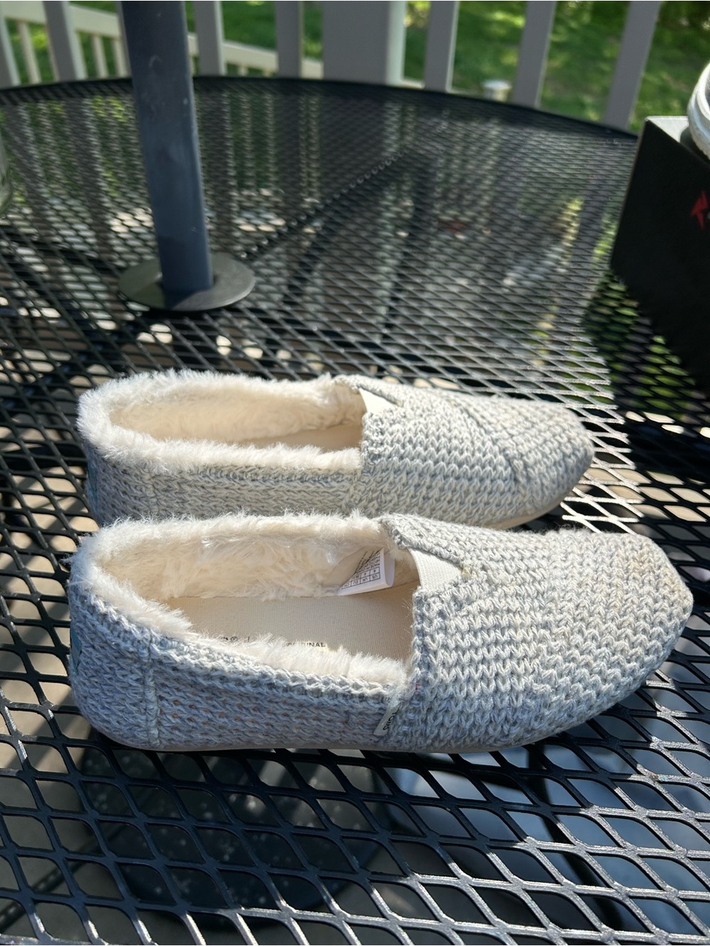 TOMS Alpargata Gray Heather Sweater Knit Women’s Size 6 Shoes Fur Lined